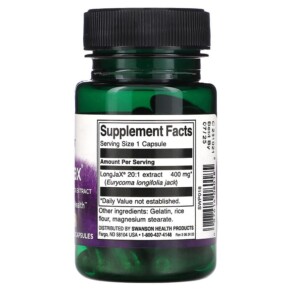Thành phần vi chất của Swanson LongJax Eurycoma Longifolia Jack Extract 400 mg 30 Capsules 087614080185