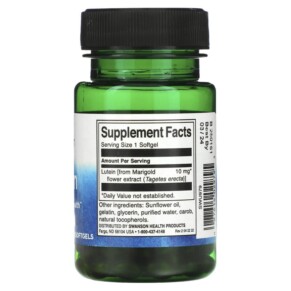 Thành phần vi chất của Swanson Lutein 10 mg 60 Softgels 087614029795