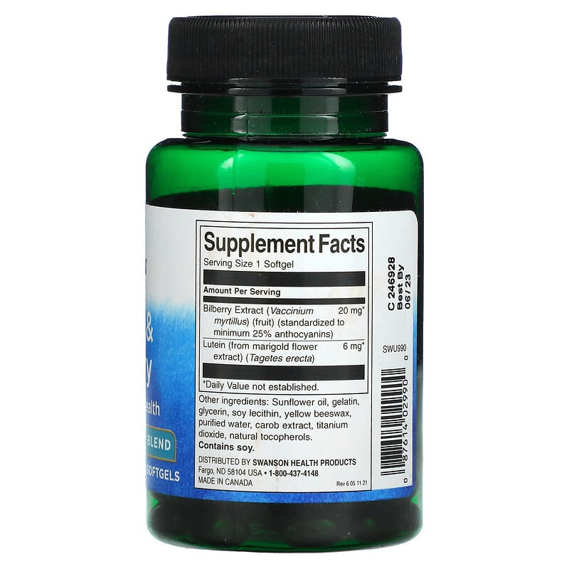Swanson Lutein & Bilberry 120 Softgels 2 Thành phần vi chất của Swanson Lutein & Bilberry 120 Softgels 087614029900