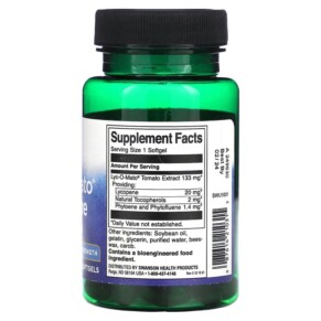 Thành phần vi chất của Swanson Lyco-O-Mato Lycopene Double Strength 20 mg 60 Softgels 087614210315