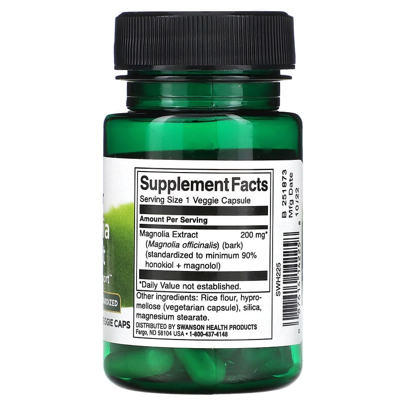 Swanson Magnolia Extract 200 mg 30 Veggie Caps 2 Thành phần vi chất của Swanson Magnolia Extract 200 mg 30 Veggie Caps 087614142258