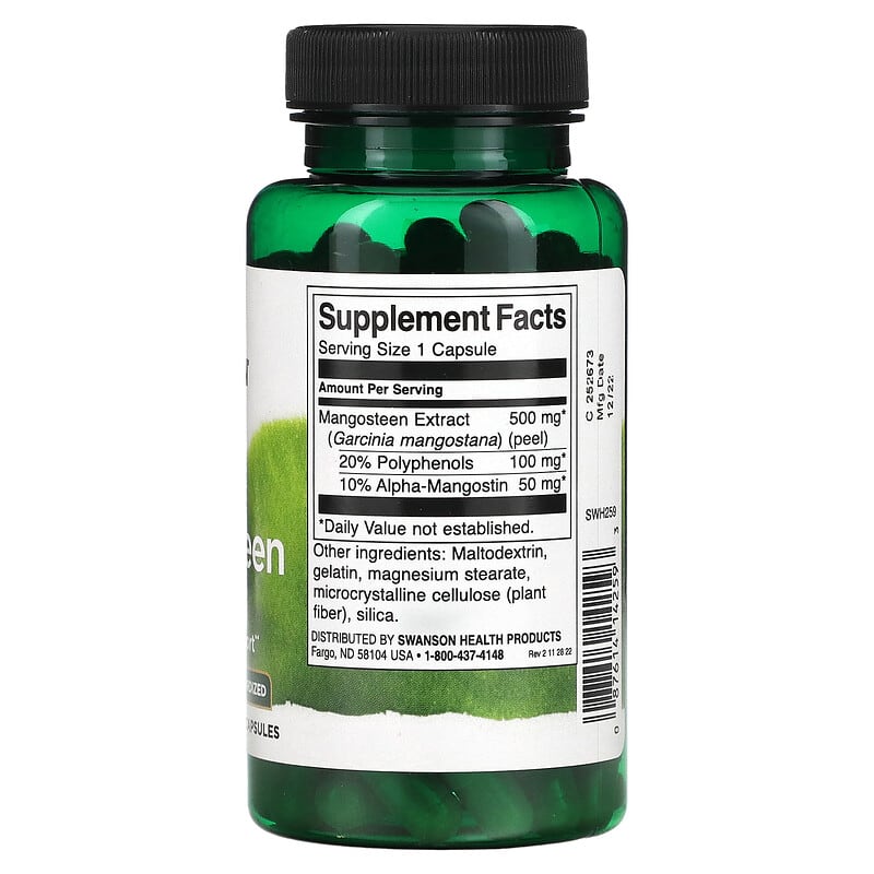 Swanson Mangosteen 500 mg 90 Capsules 2 Thành phần vi chất của Swanson Mangosteen 500 mg 90 Capsules 087614142593