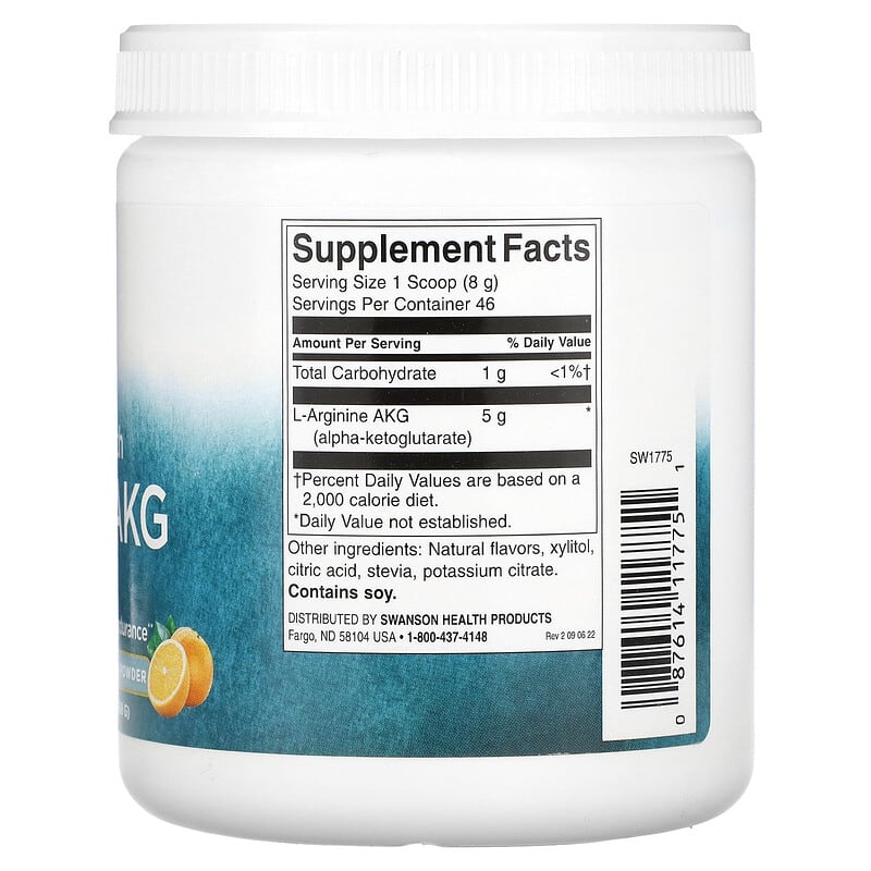 Swanson Maximum Strength L-Arginine AKG Powder Natural Citrus 5 g 12.9 oz (368 g) 2 Thành phần vi chất của Swanson Maximum Strength L-Arginine AKG Powder Natural Citrus 5 g 12.9 oz (368 g) 087614117751