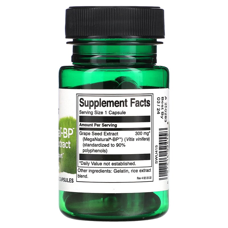 Swanson MegaNatural-BP Grape Seed Extract 300 mg 30 Capsules 2 Thành phần vi chất của Swanson MegaNatural-BP Grape Seed Extract 300 mg 30 Capsules 087614024158