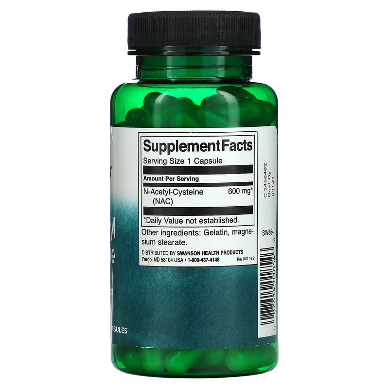 Swanson N-Acetyl Cysteine Antioxidant Support 600 mg 100 Capsules 2 Thành phần vi chất của Swanson N-Acetyl Cysteine Antioxidant Support 600 mg 100 Capsules 087614018546