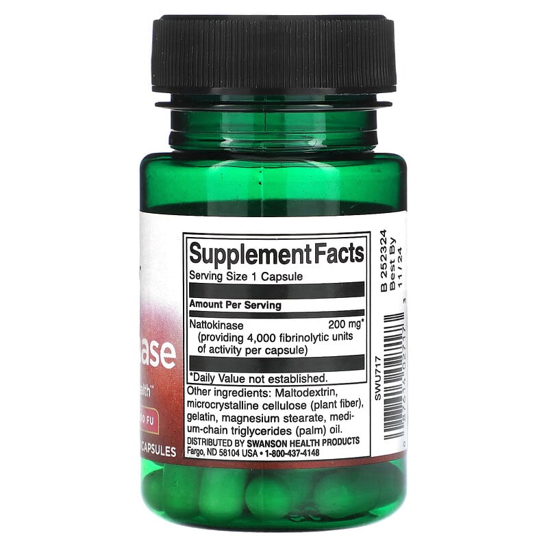 Swanson Nattokinase 200 mg 30 Capsules 2 Thành phần vi chất của Swanson Nattokinase 200 mg 30 Capsules 087614027173