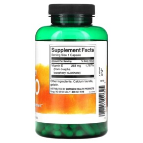 Thành phần vi chất của Swanson Natural Dry E-400 268 mg (400 IU) 250 Capsules 087614011325