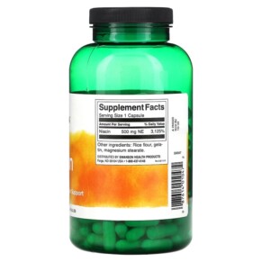Thành phần vi chất của Swanson Niacin 500 mg 250 Capsules 087614010472