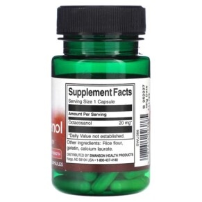 Thành phần vi chất của Swanson Octacosanol Maximum Strength 20 mg 30 Capsules 087614023885