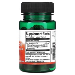 Thành phần vi chất của Swanson Omega-7 Oil from Sea Buckthorn Oil 450 mg 30 Liquid Caps 087614170961