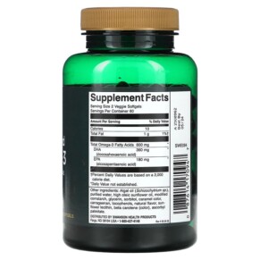 Thành phần vi chất của Swanson Plant Based Omega-3 120 Veggie Capsules 087614170947