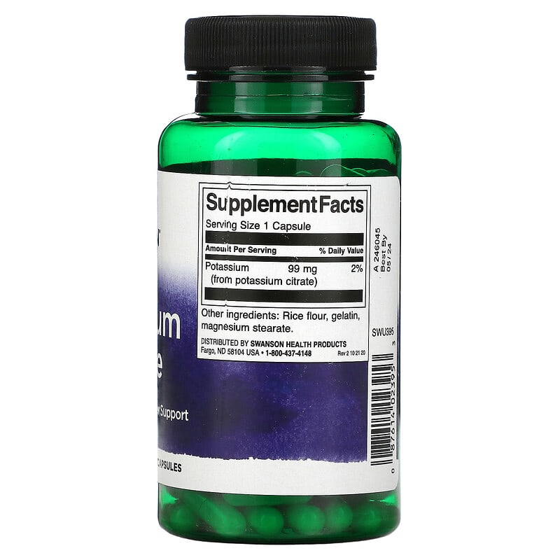 Swanson Potassium Citrate 99 mg 120 Capsules 2 Thành phần vi chất của Swanson Potassium Citrate 99 mg 120 Capsules 087614023953