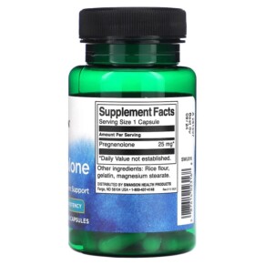 Thành phần vi chất của Swanson Pregnenolone 25 mg 60 Capsules 087614023168