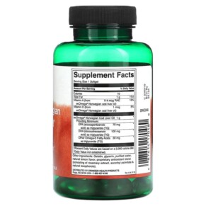 Thành phần vi chất của Swanson Pristine Norwegian Cod Liver Oil 1 g 60 Softgels 087614170480