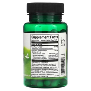 Thành phần vi chất của Swanson ProBiotic-4 3 Billion CFU 60 Veggie Embo Caps AP 087614190037