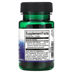 Thành phần vi chất của Swanson Prostate Complex 200 mg 60 Softgels 087614026947