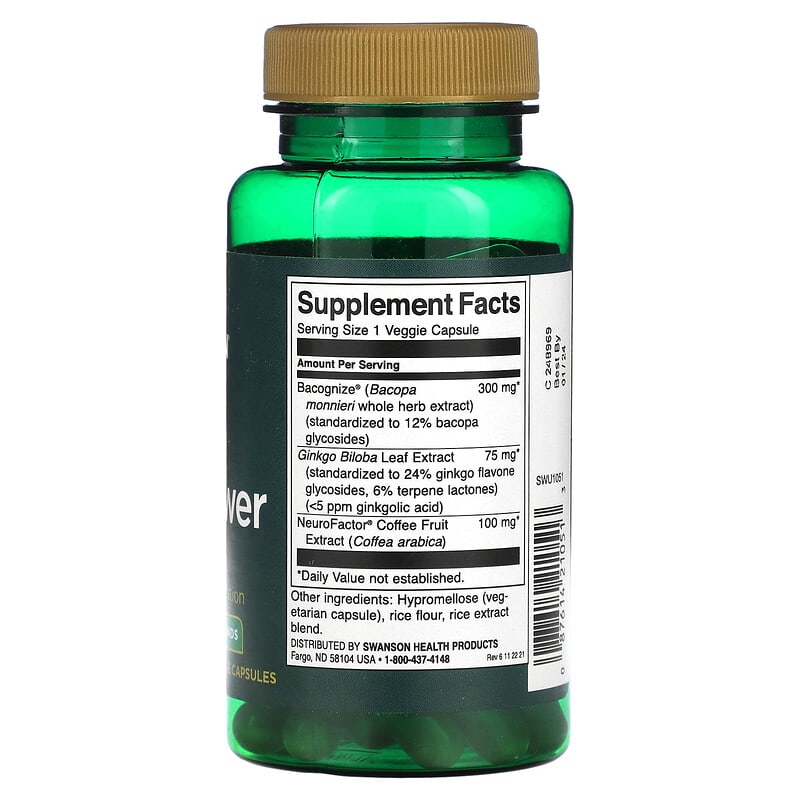Swanson Pure Brainpower 60 Veggie Capsules 2 Thành phần vi chất của Swanson Pure Brainpower 60 Veggie Capsules 087614210513