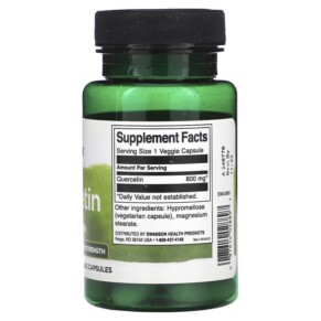 Thành phần vi chất của Swanson Quercetin Maximum Strength 800 mg 30 Veggie Capsules 087614028897