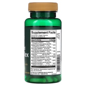 Thành phần vi chất của Swanson Real Food B-Complex 60 Veggie Capsules 087614210407