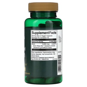 Thành phần vi chất của Swanson Real Food Biotin 2.500 mcg 90 Veggie Capsules 087614210391