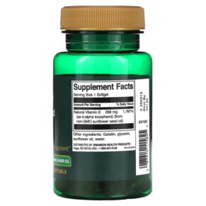 Thành phần vi chất của Swanson Real Food E 400 IU 60 Softgels 087614115825
