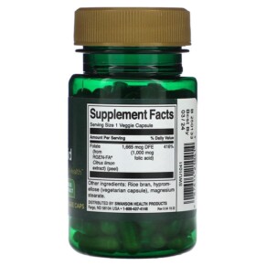 Thành phần vi chất của Swanson Real Food Folic Acid 1.000 mcg 100 Veggie Caps 087614210414