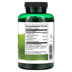 Thành phần vi chất của Swanson Rhodiola Holy Basil Valerian Stress Complex 180 Capsules 087614111148