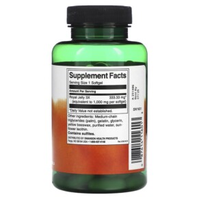 Thành phần vi chất của Swanson Royal Jelly Maximum Strength 100 Softgels 087614116013