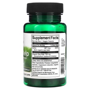 Thành phần vi chất của Swanson Scottish Kelp Made With Organic Sea Kelp 750 mg 30 Veggie Capsules 087614060798