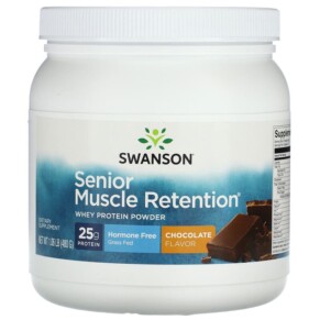 Thực phẩm chức năng Swanson Senior Muscle Retention Whey Protein Powder Chocolate 1.06 lb (480 g) 087614210155