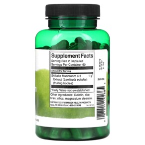 Thành phần vi chất của Swanson Shiitake Mushroom Extract 500 mg 120 Capsules 087614142685