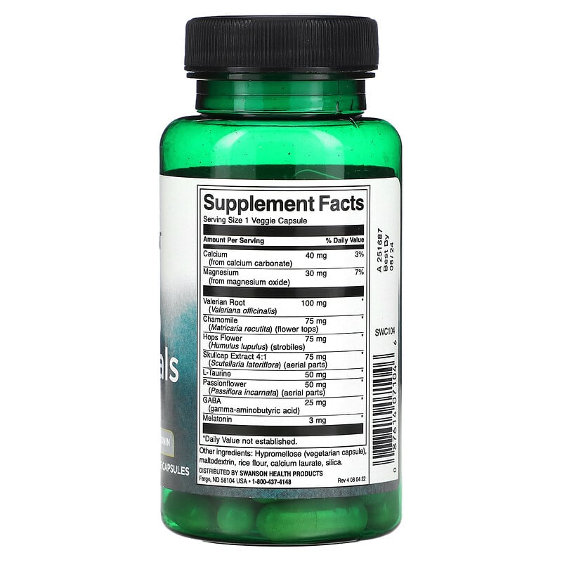 Swanson Sleep Essentials 60 Veggie Capsules 2 Thành phần vi chất của Swanson Sleep Essentials 60 Veggie Capsules 087614071046