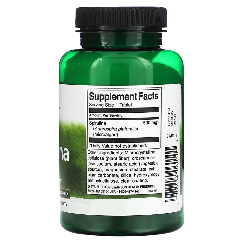 Swanson Spirulina 500 mg 180 Tablets 2 Thành phần vi chất của Swanson Spirulina 500 mg 180 Tablets 087614060101