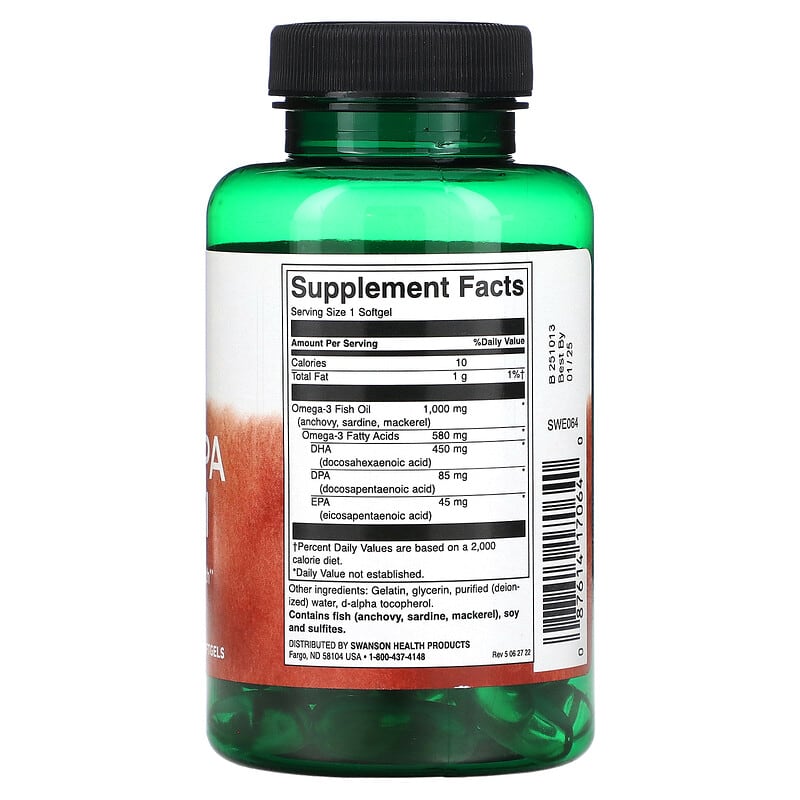 Swanson Super DPA Fish Oil 1.000 mg 60 Softgels 2 Thành phần vi chất của Swanson Super DPA Fish Oil 1.000 mg 60 Softgels 087614170640