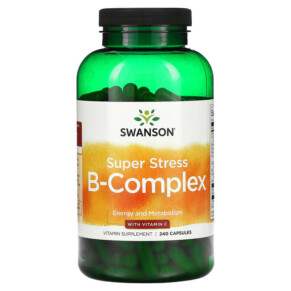 Thực phẩm chức năng Swanson Super Stress B-Complex With Vitamin C 240 Capsules 087614110738
