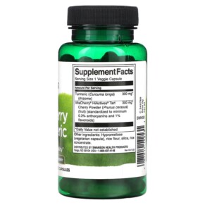 Thành phần vi chất của Swanson Tart Cherry & Turmeric 60 Veggie Capsules 087614142531