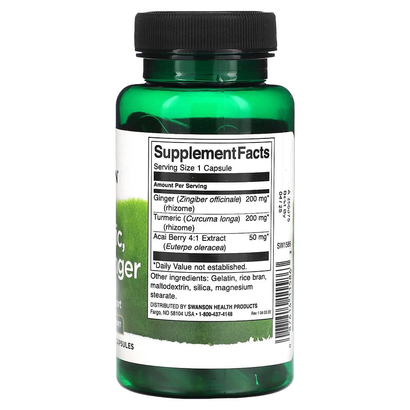 Swanson Turmeric Acai & Ginger 60 Capsules 2 Thành phần vi chất của Swanson Turmeric Acai & Ginger 60 Capsules 087614115863