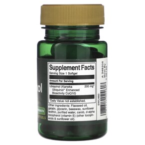 Thành phần vi chất của Swanson Ubiquinol Maximum Strength 200 mg 30 Softgels 087614024608