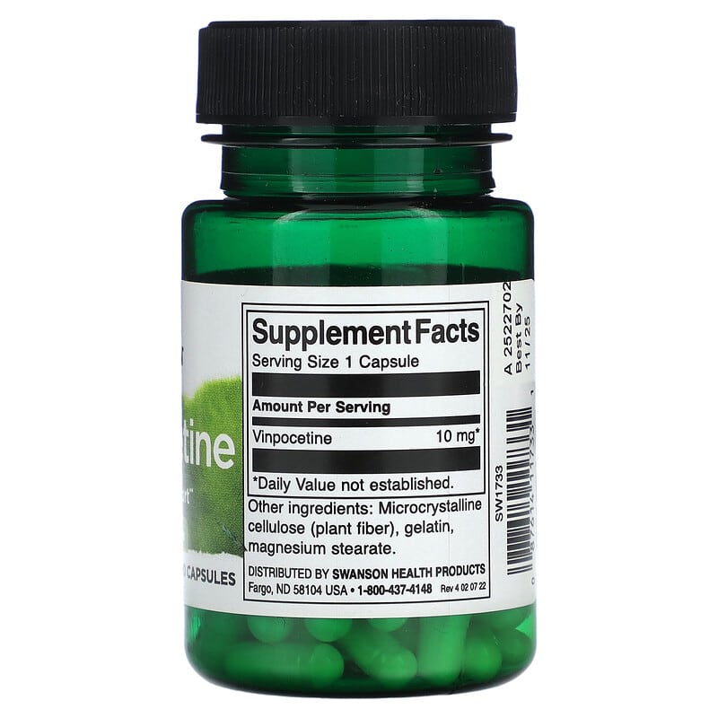 Swanson Vinpocetine 10 mg 90 Capsules 2 Thành phần vi chất của Swanson Vinpocetine 10 mg 90 Capsules 087614117331