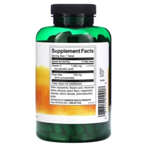 Thành phần vi chất của Swanson Vitamin C With Rose Hips 1.000 mg 250 Tablets 087614010908