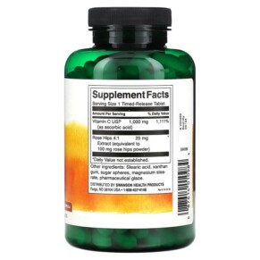 Thành phần vi chất của Swanson Vitamin C with Rose Hips 1.000 mg 250 Tablets 087614010984