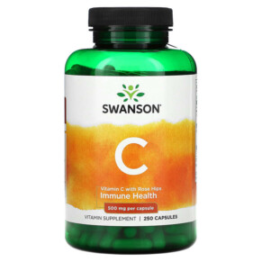 Thực phẩm chức năng Swanson Vitamin C With Rose Hips 500 mg 250 Capsules 087614011028