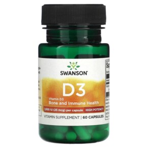 Thực phẩm chức năng Swanson Vitamin D3 25 mcg (1.000 IU) 60 Capsules 087614115108