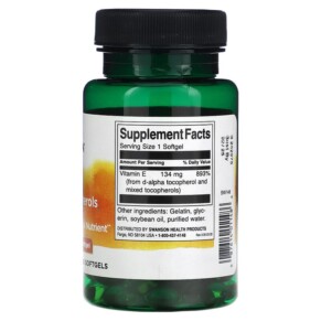 Thành phần vi chất của Swanson Vitamin E Mixed Tocopherols 200 IU (134 mg) 100 Softgels 087614011486