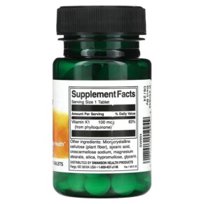 Thành phần vi chất của Swanson Vitamin K1 100 mcg 100 Tablets 087614019949