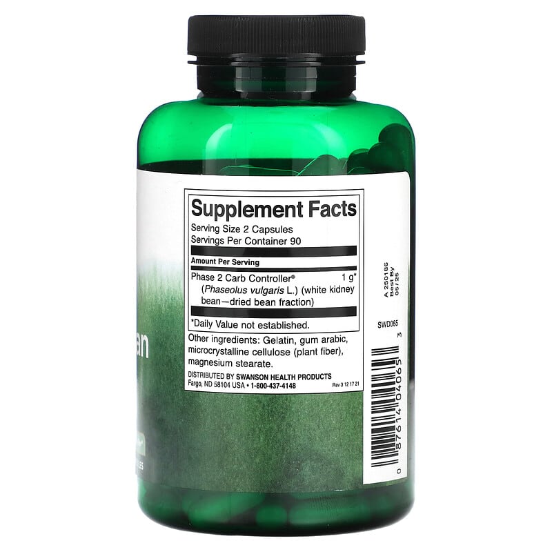 Swanson White Kidney Bean Extract 500 mg 180 Capsules 2 Thành phần vi chất của Swanson White Kidney Bean Extract 500 mg 180 Capsules 087614040653