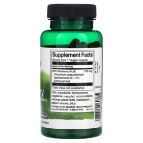 Thành phần vi chất của Swanson Wild Blueberry with Whole Wild Blueberries 250 mg 90 Veggie Capsules 087614060385