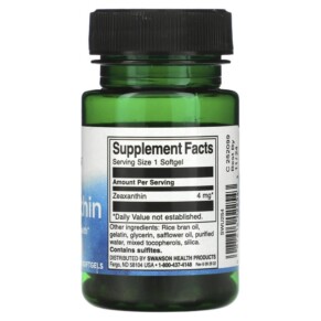 Thành phần vi chất của Swanson Zeaxanthin 4 mg 60 Softgels 087614022543
