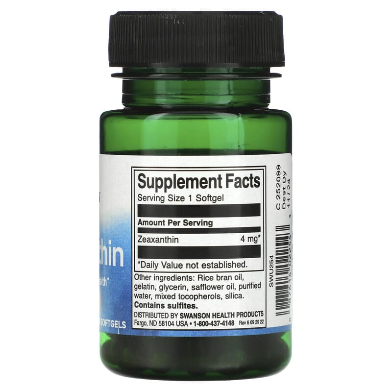 Swanson Zeaxanthin 4 mg 60 Softgels 2 Thành phần vi chất của Swanson Zeaxanthin 4 mg 60 Softgels 087614022543