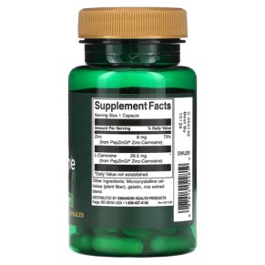 Thành phần vi chất của Swanson Zinc Carnosine 60 Capsules 087614022819